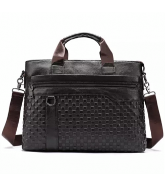 Liam Michael men's genuine leather 14inch laptop briefcase 
